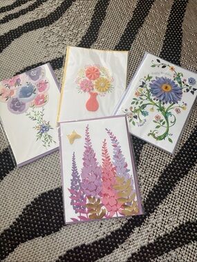 🆕Bundle Of 4 Floral Papyrus Greeting Cards